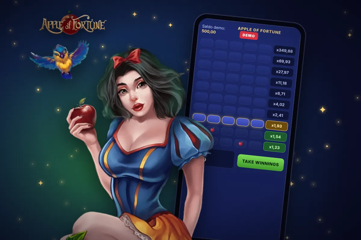Apple of Fortune app: tablero del juego en un celular